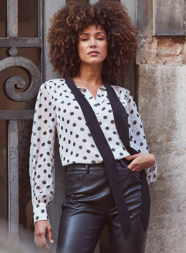 Black and white shop polka dot blouse outfit